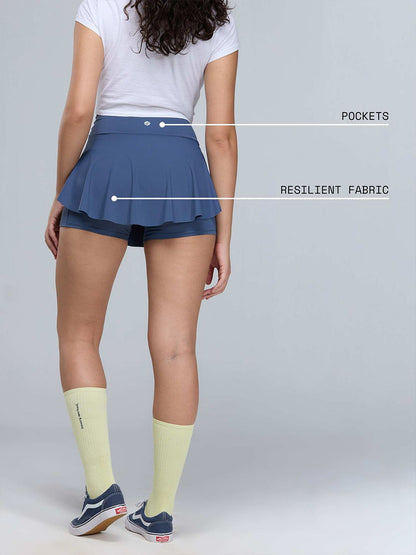 Steel Blue Swirl Tennis Skort