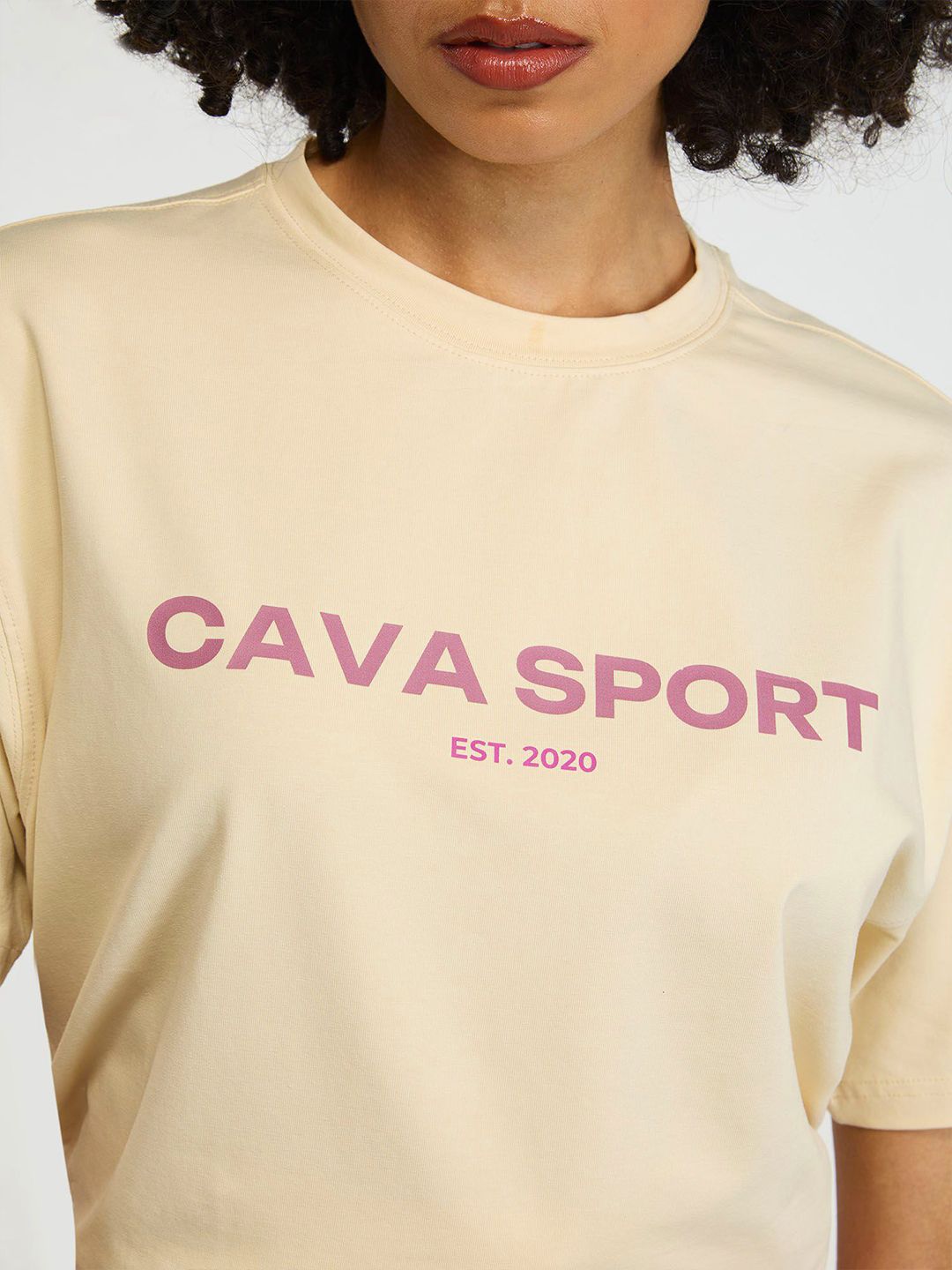 Women Cream Love All Oversized Printed Cotton-Spandex Tee