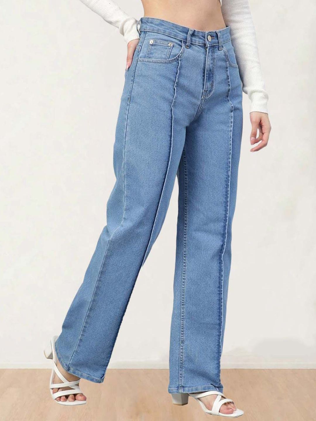 Women Straight Fit High-Rise Stretchable Jeans