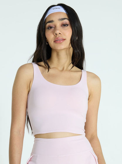 Women Pink Cotton Scoop Tank