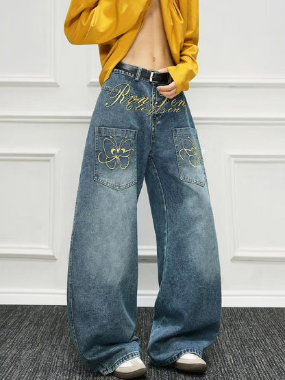 Men Wide Leg Mid-Rise Light Fade Printed Jeans