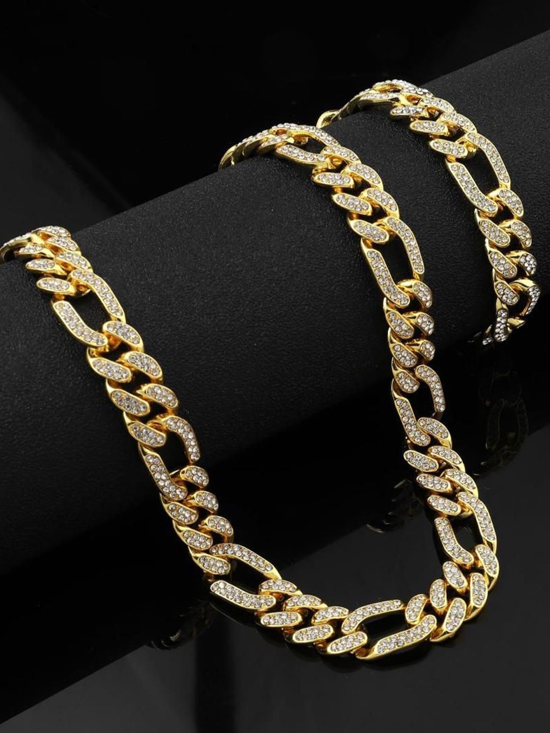 SALTY Men Stainless Steel Stone Studded Necklace With Bracelet Set