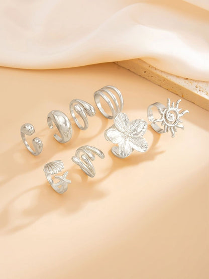 Set of 8 Silver-Plated Finger Ring