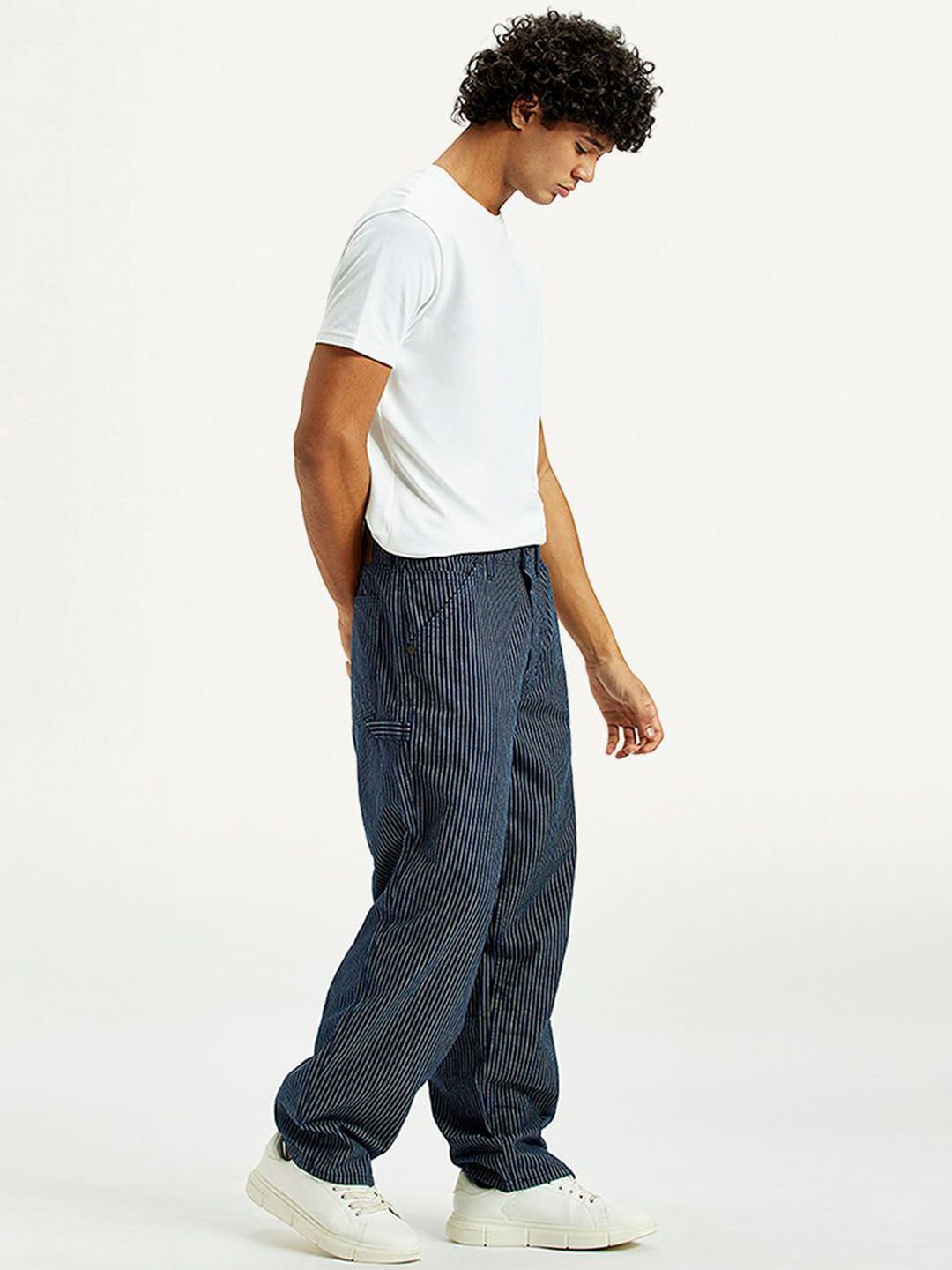 Men Striped Mid-Rise Baggy Fit Jeans