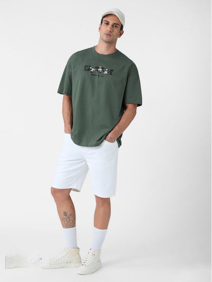 Men Oversized Kung Fu Panda Green Tshirts