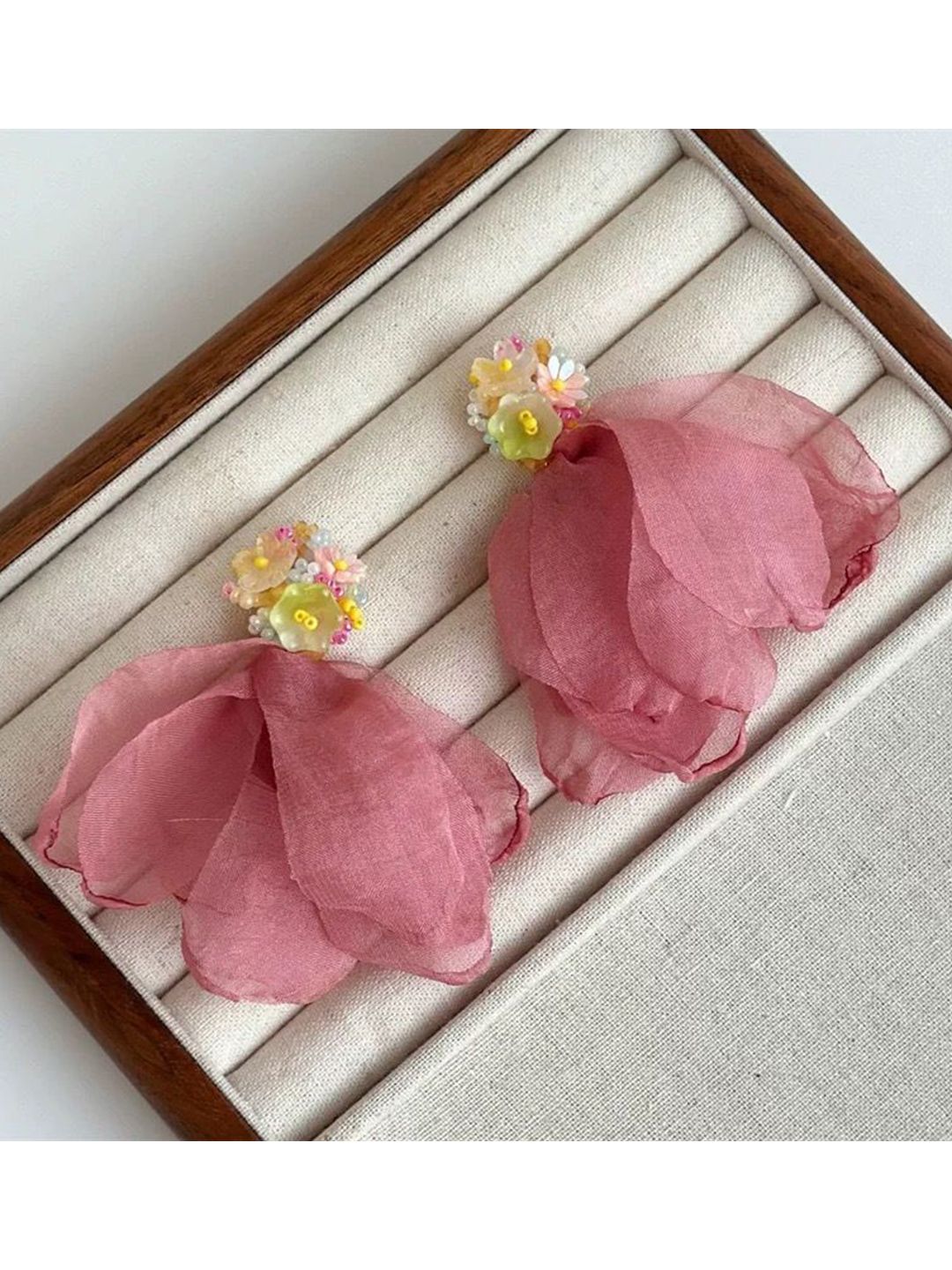 Artificial Beaded Floral Shaped Drop Earrings
