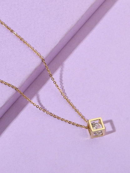 SALTY Stainless Steel Artificial Stones Pendant With Chain