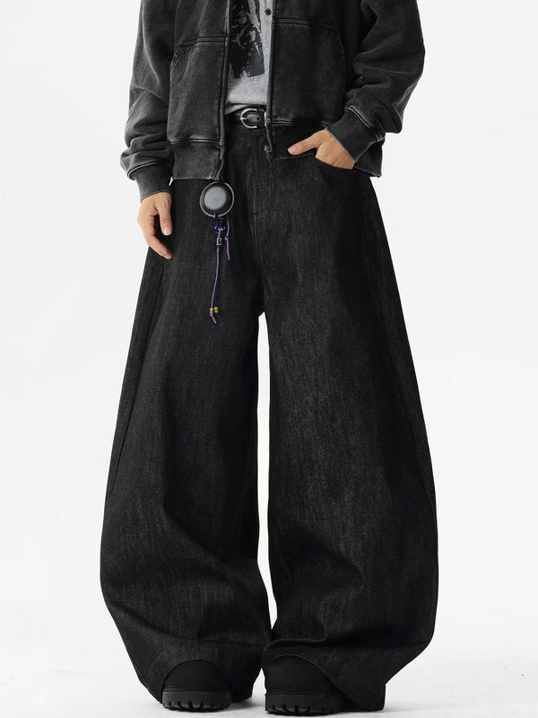 Men Wide Leg Mid-Rise Light Fade Jeans