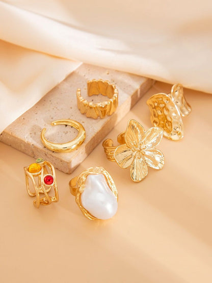 Set of 6 Gold-Plated Finger Ring