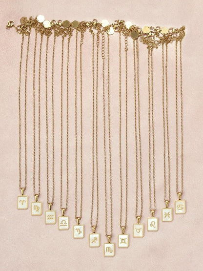SALTY Gold & White Sign of the Stars Zodiac Sagittarius Pendant With Chain