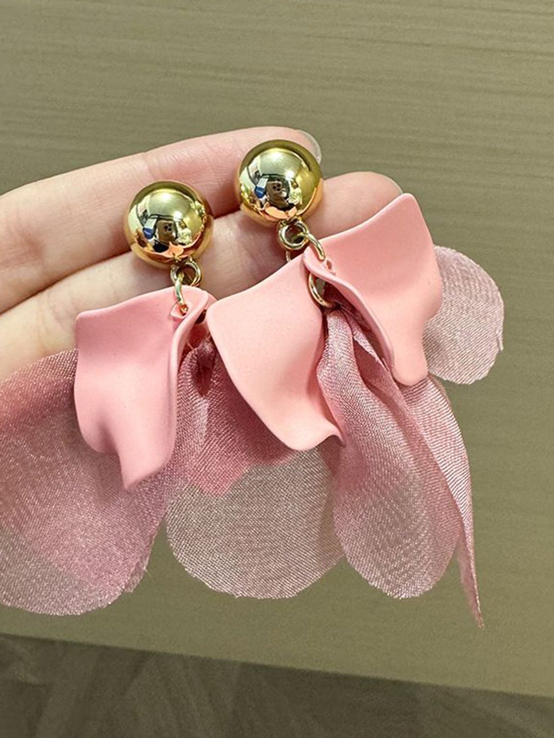Gold-Plated Leaf Shaped Drop Earrings