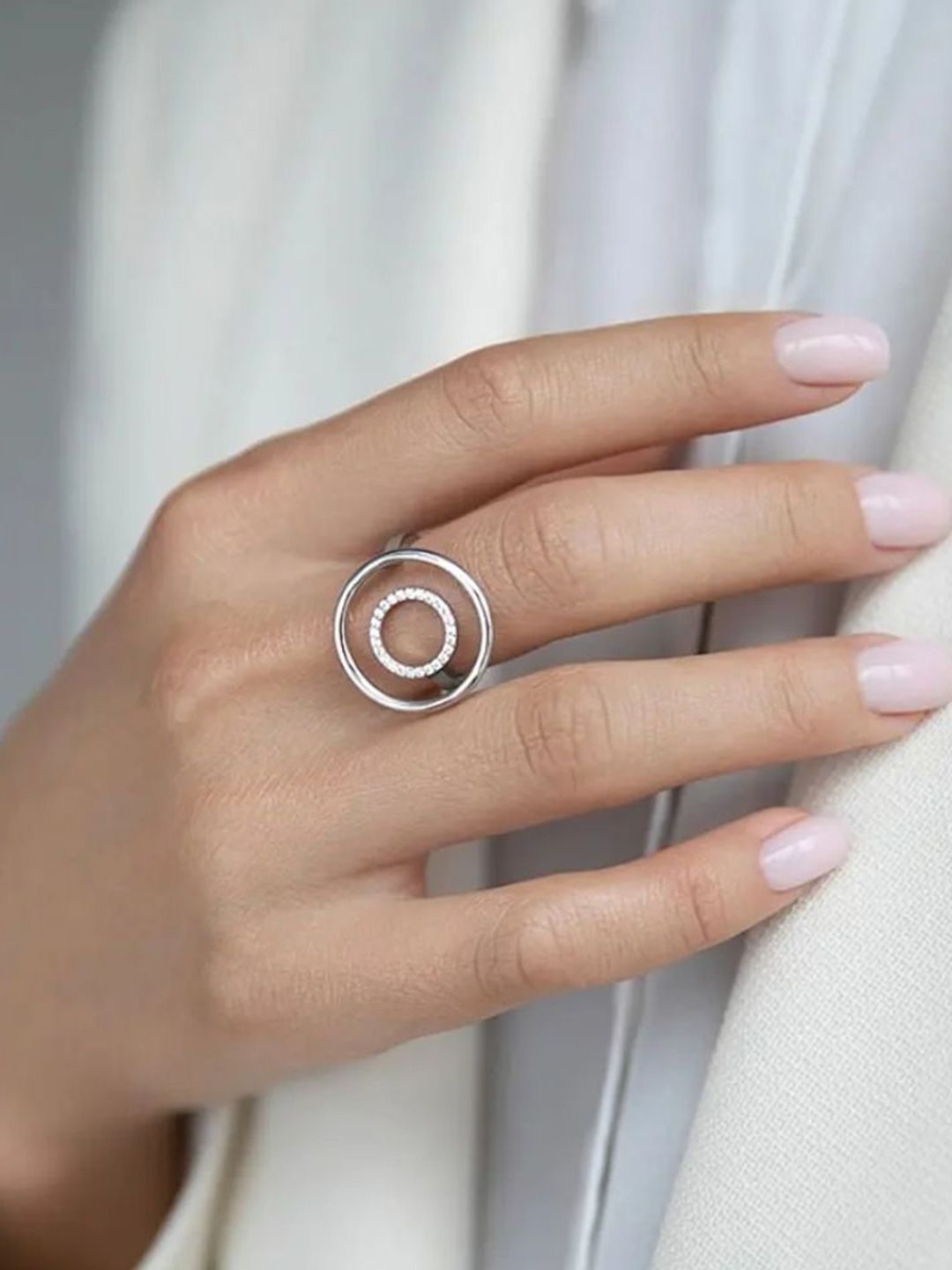 SALTY Women & Girls Artificial Stones Studded Glamour Twist Diamond Ring