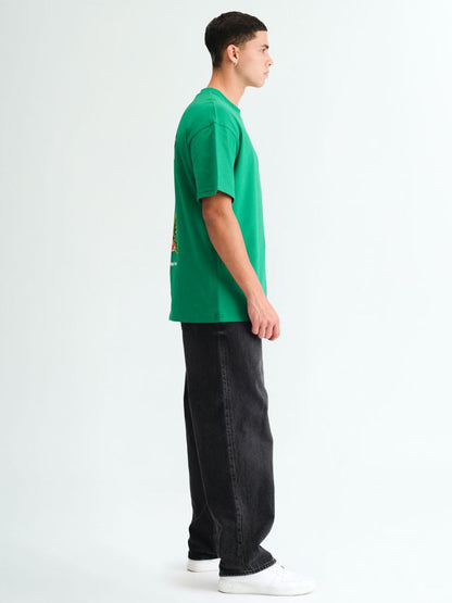 Men High Neck Graphic Oversized T-shirt