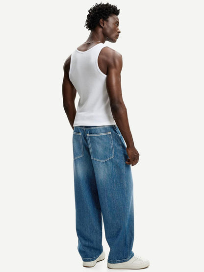 Men Regular Fit Low-Rise Heavy Fade Stretchable Jeans