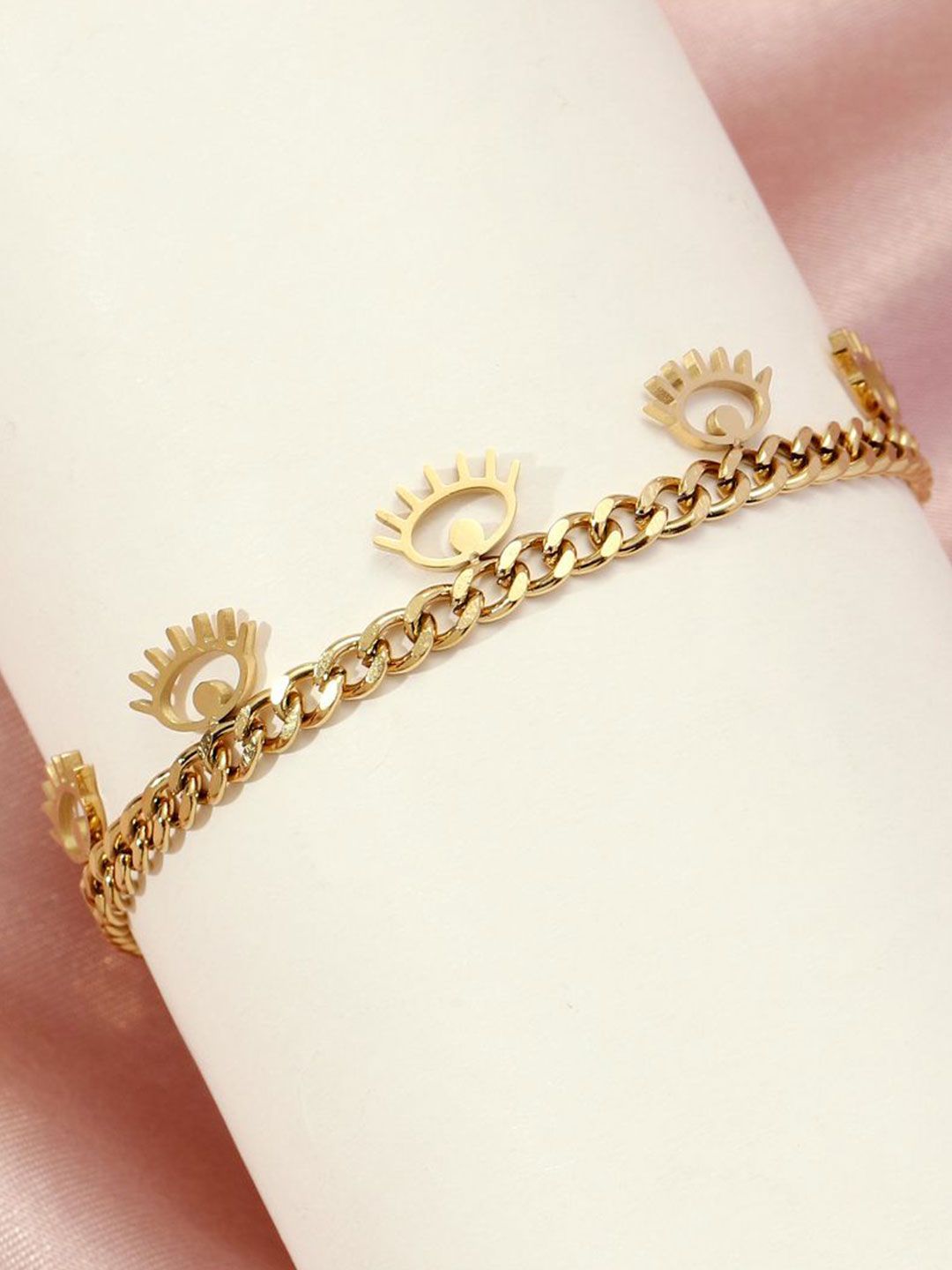 SALTY Women Stainless Steel Protective Evil Eye Link Bracelet