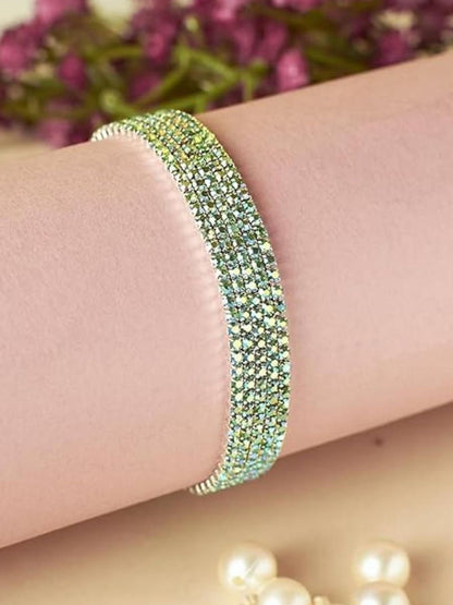 SALTY Women Set of 5 Stone Studded Twinkle Stretchable Elasticated Bracelets