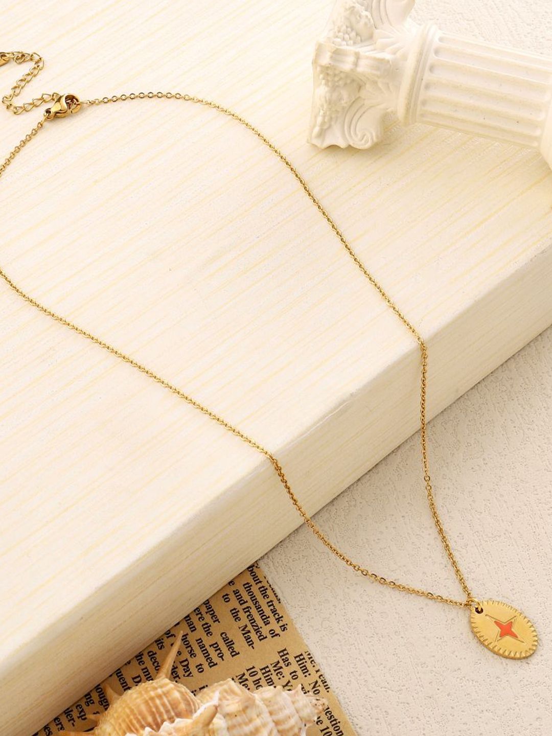 SALTY Gold Plated Star Charmed Pendant Necklace