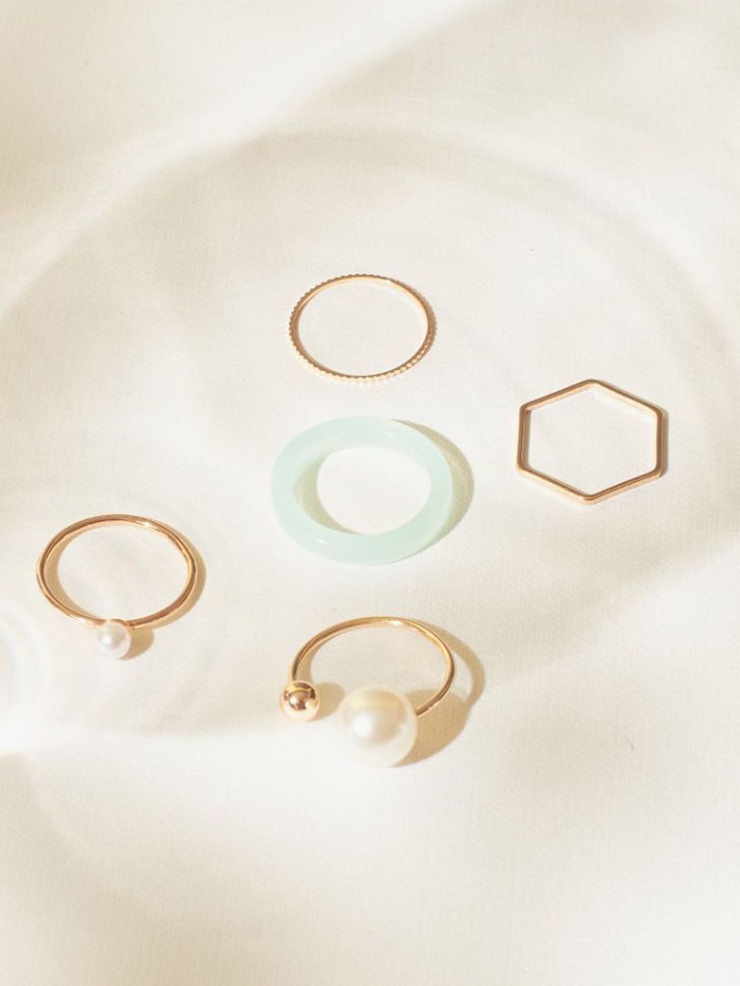 SALTY Set Of 5 Groove Stylish Adjustable Finger Ring