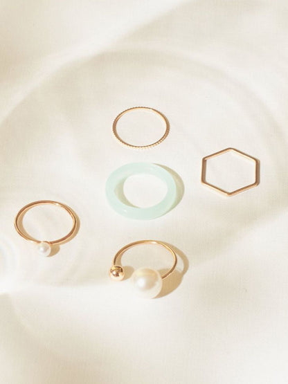 SALTY Set Of 5 Groove Stylish Adjustable Finger Ring