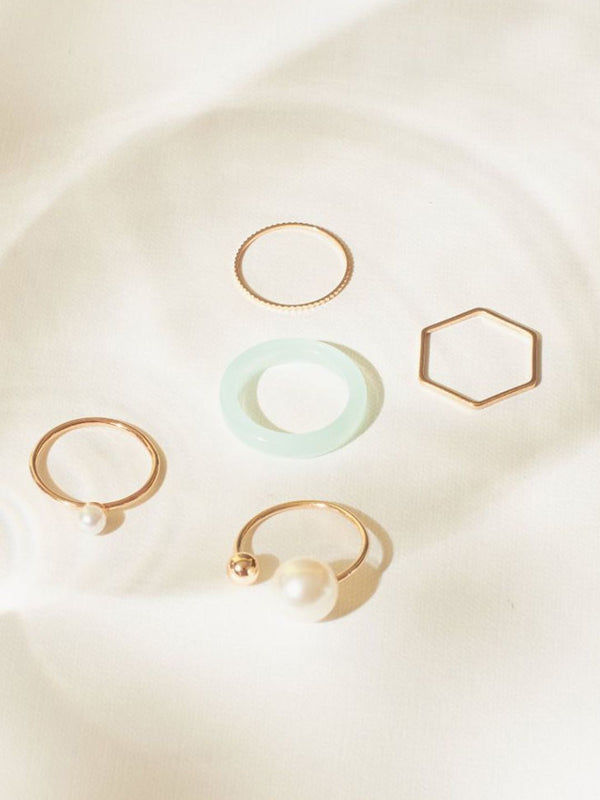 SALTY Set Of 5 Groove Stylish Adjustable Finger Ring
