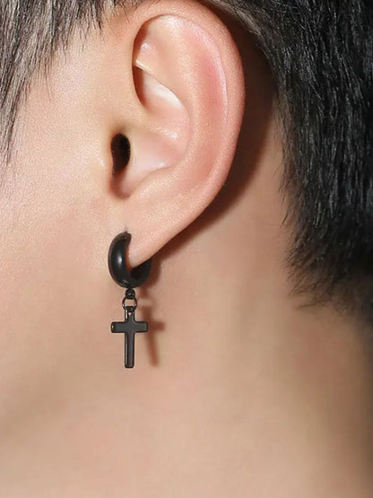 SALTY Non-pierced Cross Contemporary Studs Earrings