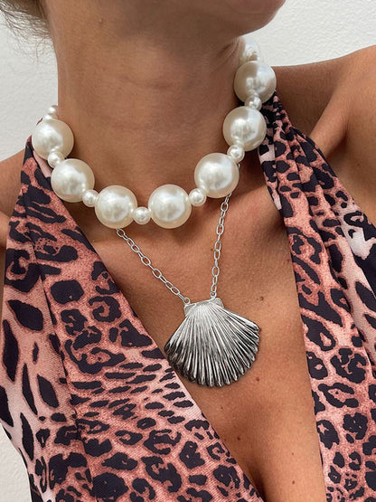 Silver-Plated Pearls Beaded Minimal Necklace