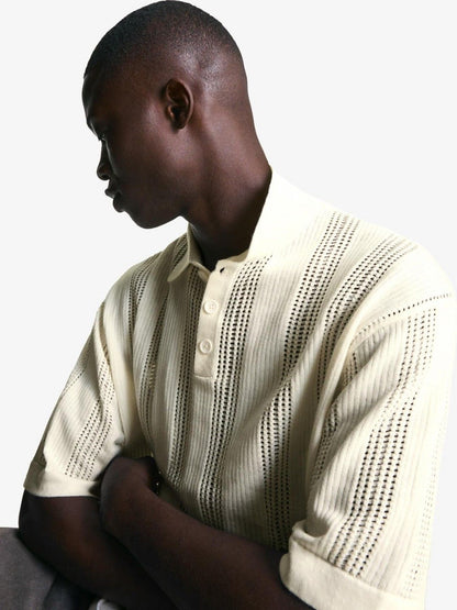 Textured openwork polo shirt
