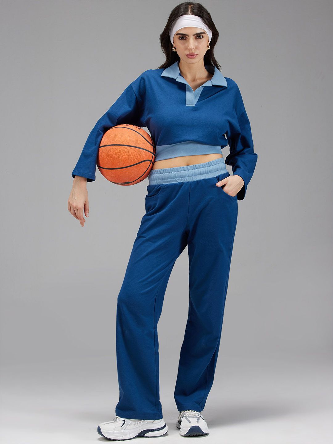 Women Boxy Polo Solid Sweatshirt