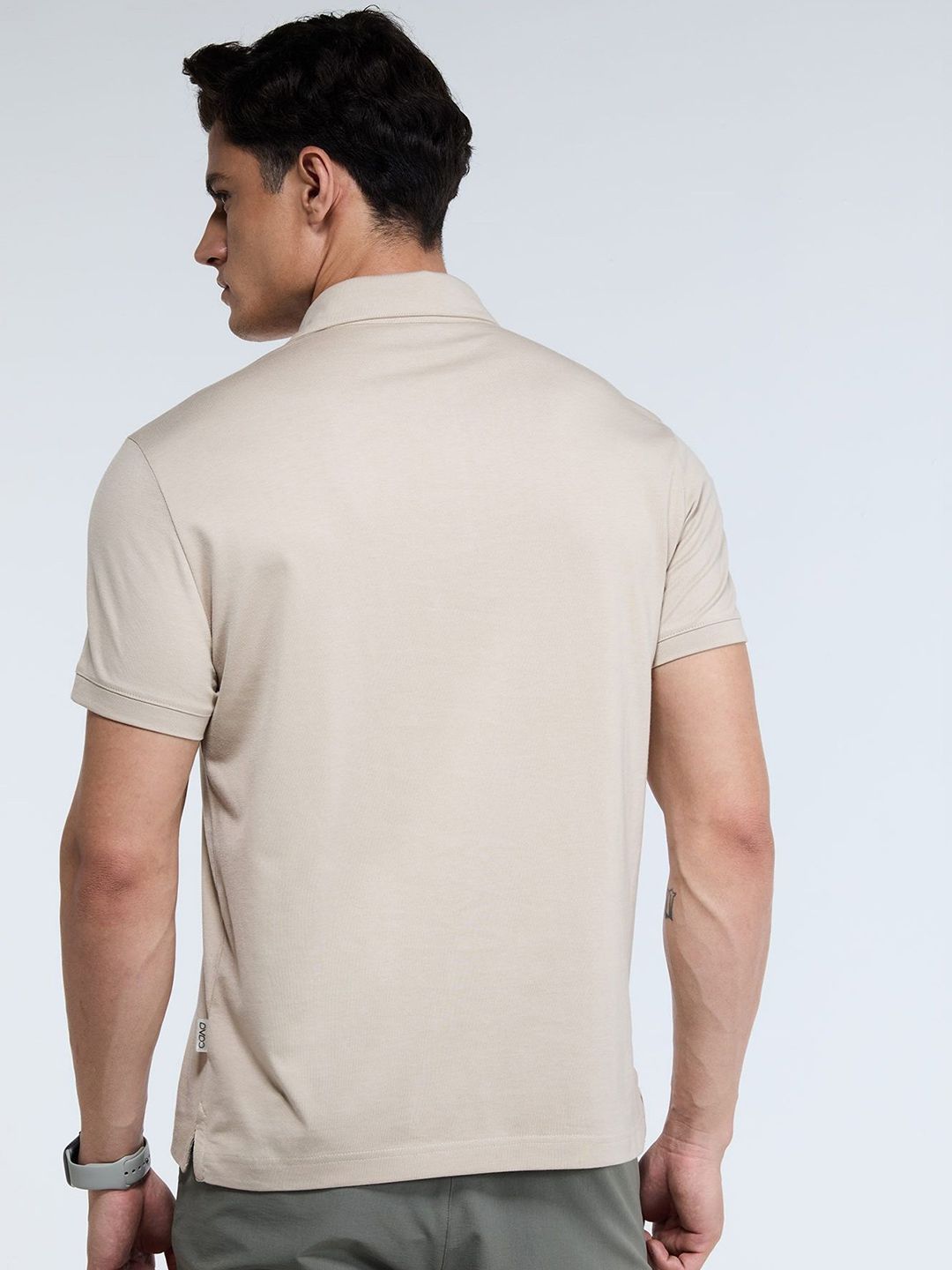 Men Sand Supima Regular Fit Polo T-Shirt