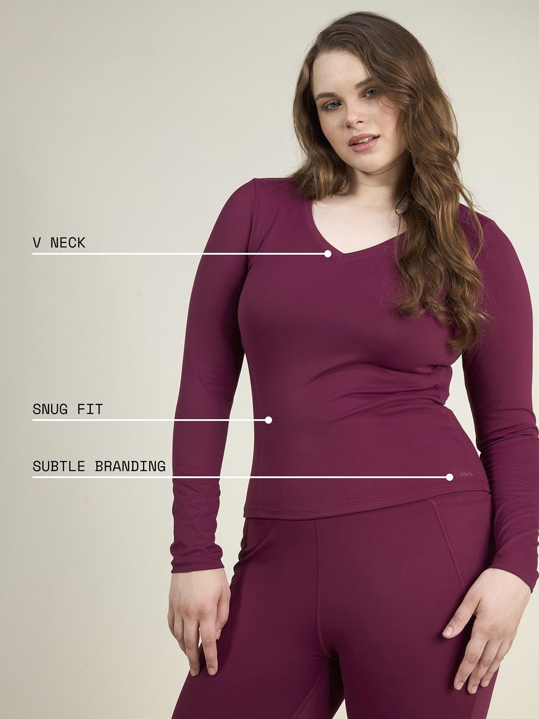 Burgundy Sculpt V-Neck Top