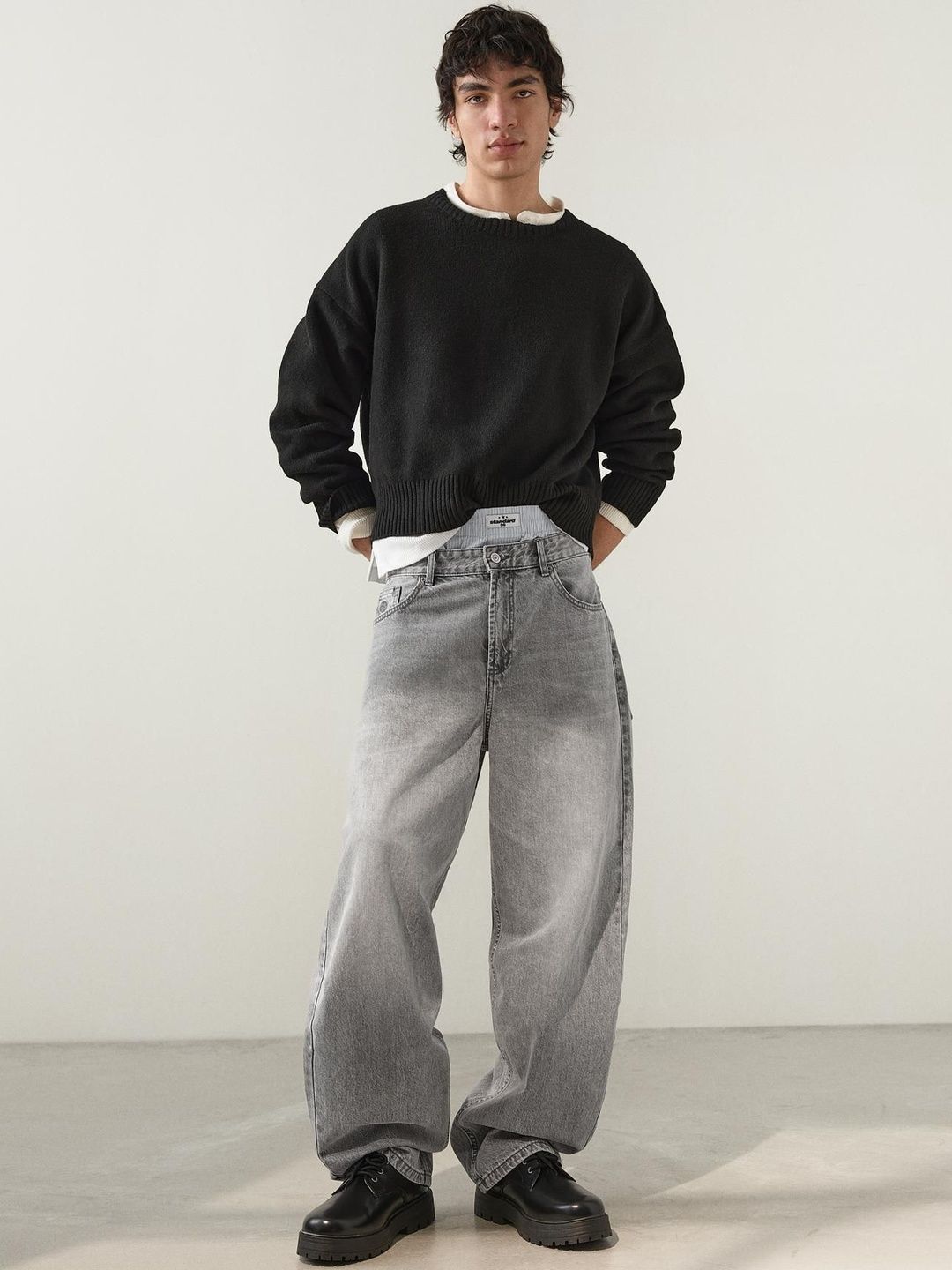 Men Embroidered super baggy jeans