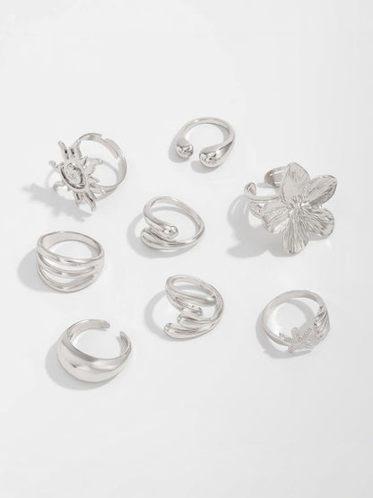 Set of 8 Silver-Plated Finger Ring