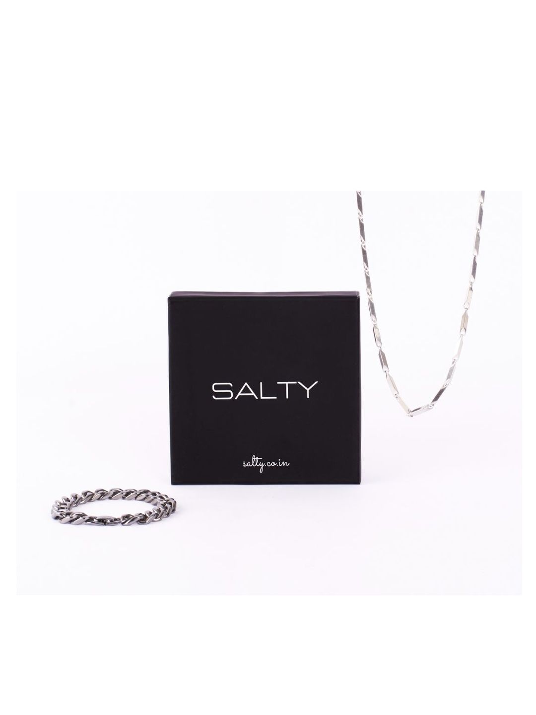 SALTY Figaro Italian Style Chain & Hades Classic Thick Bracelet Combo Jewellery Set