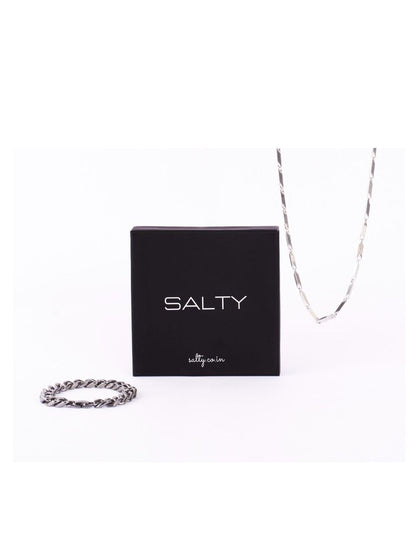 SALTY Figaro Italian Style Chain & Hades Classic Thick Bracelet Combo Jewellery Set