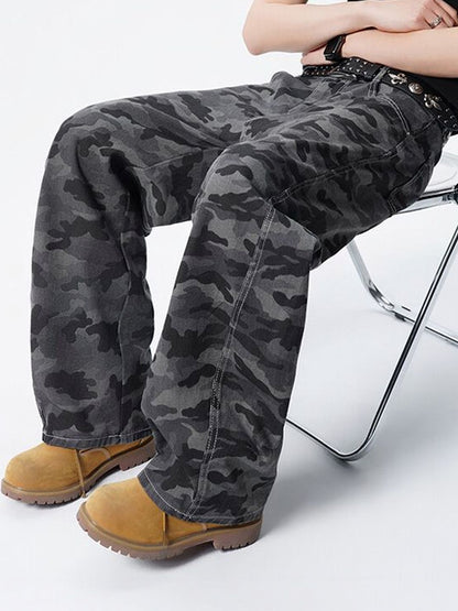 Men Wide Leg Mid-Rise Jeans