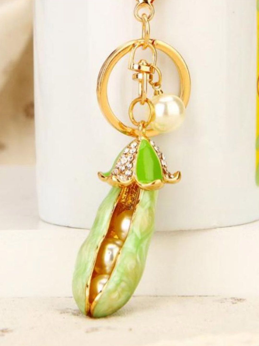 SALTY Yellow & Green Embellished Bag & Purse Peas Charm