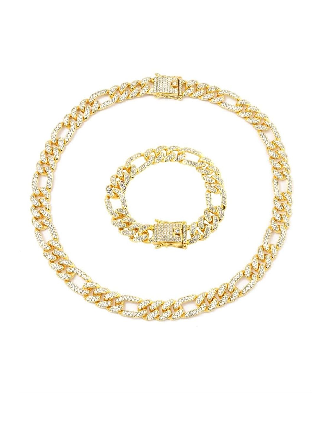 SALTY Men Stainless Steel Stone Studded Necklace With Bracelet Set