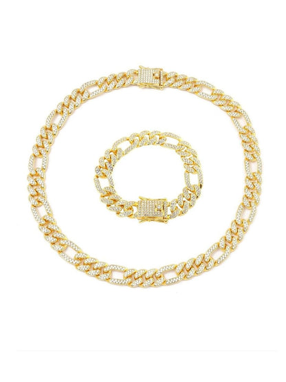SALTY Men Stainless Steel Stone Studded Necklace With Bracelet Set