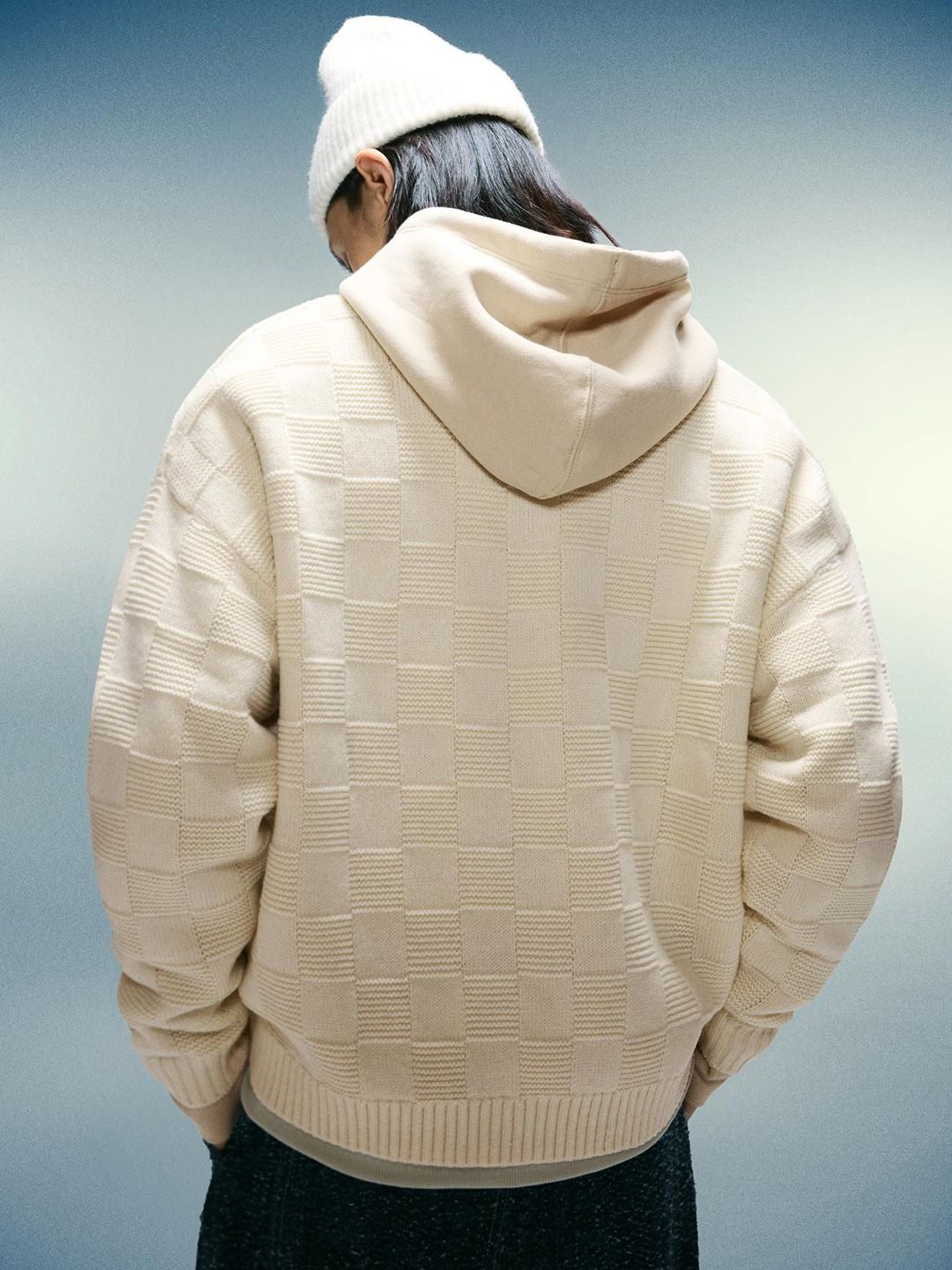 Printed polo collar sweater