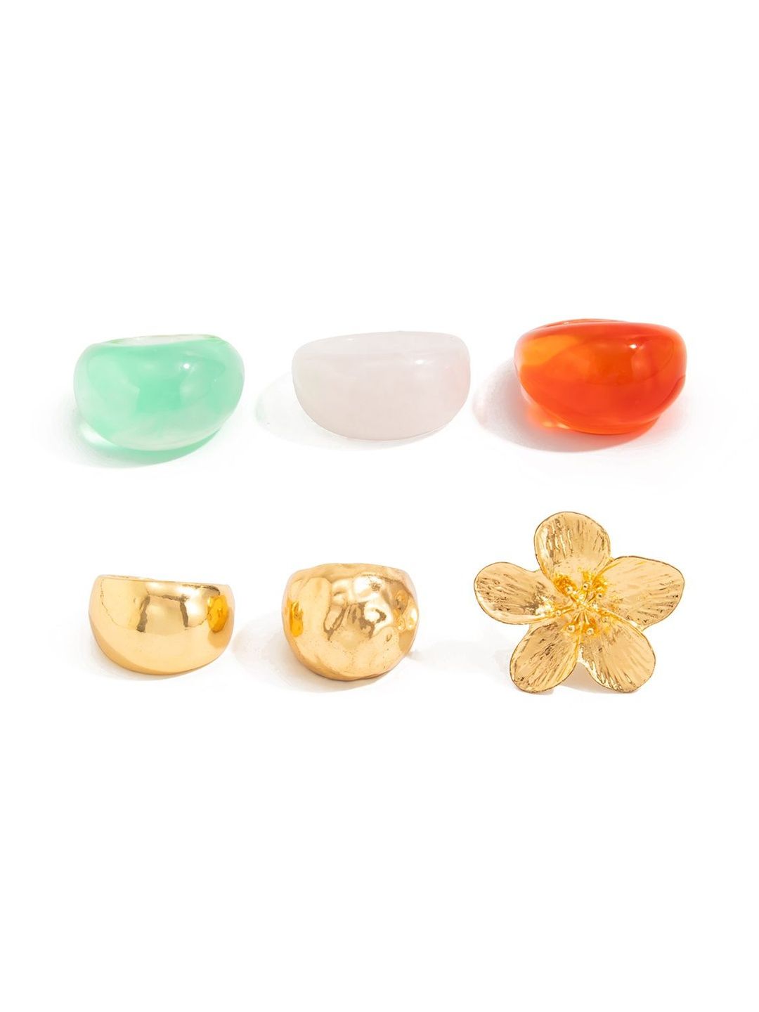 Set Of 6 Gold-Plated Finger Rings