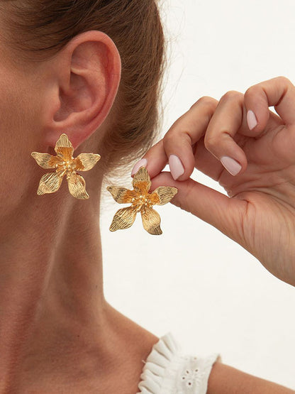 Gold-Plated Floral Drop Earrings