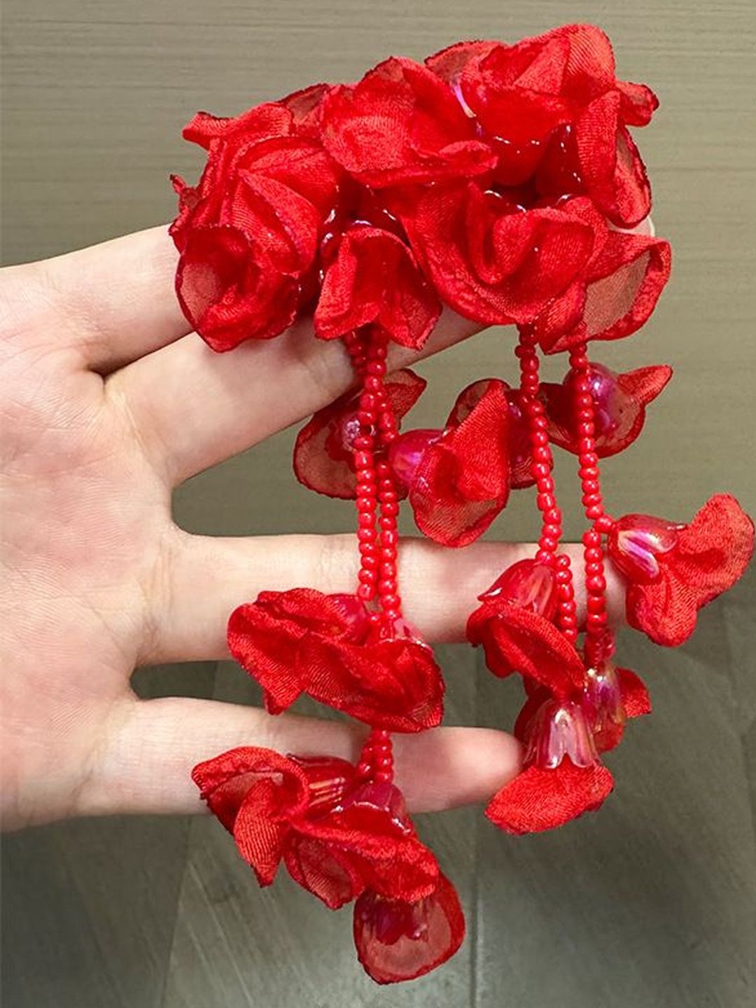 Artificial Beaded Floral Shaped Drop Earrings