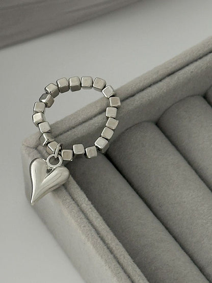 Silver-Plated Beaded Finger Ring