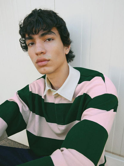 Striped plush polo shirt