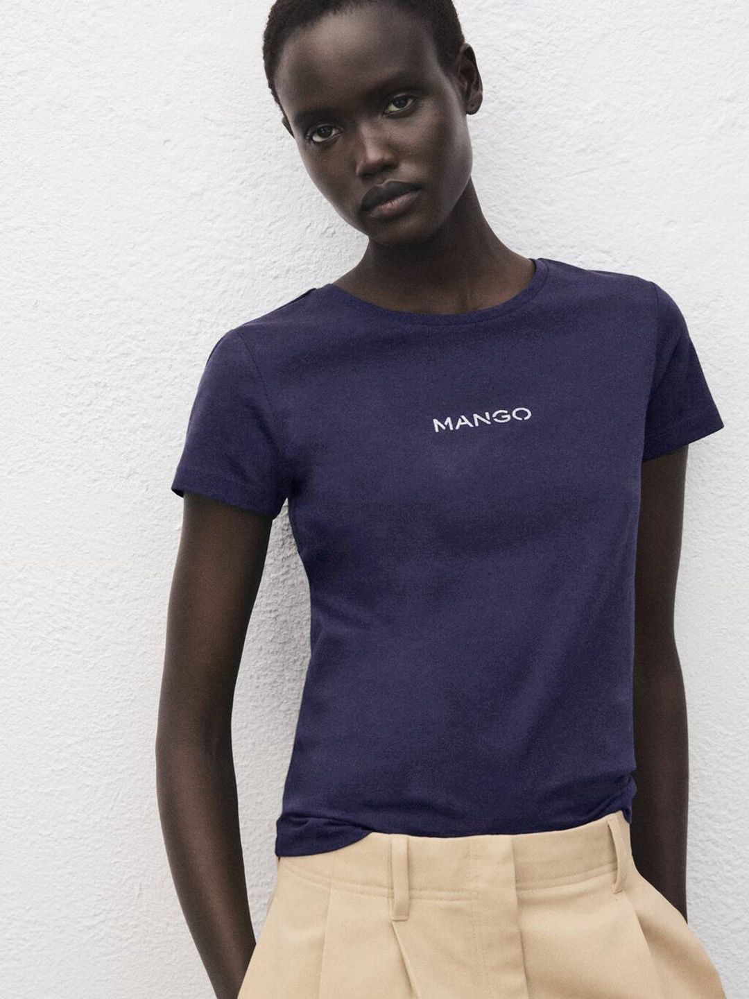 Women Brand Logo Printed Pure Cotton T-shirt