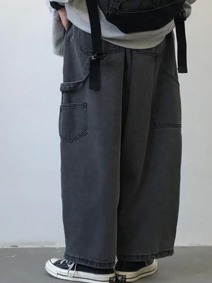 Men Wide Leg Light Fade Mid-Rise Jeans