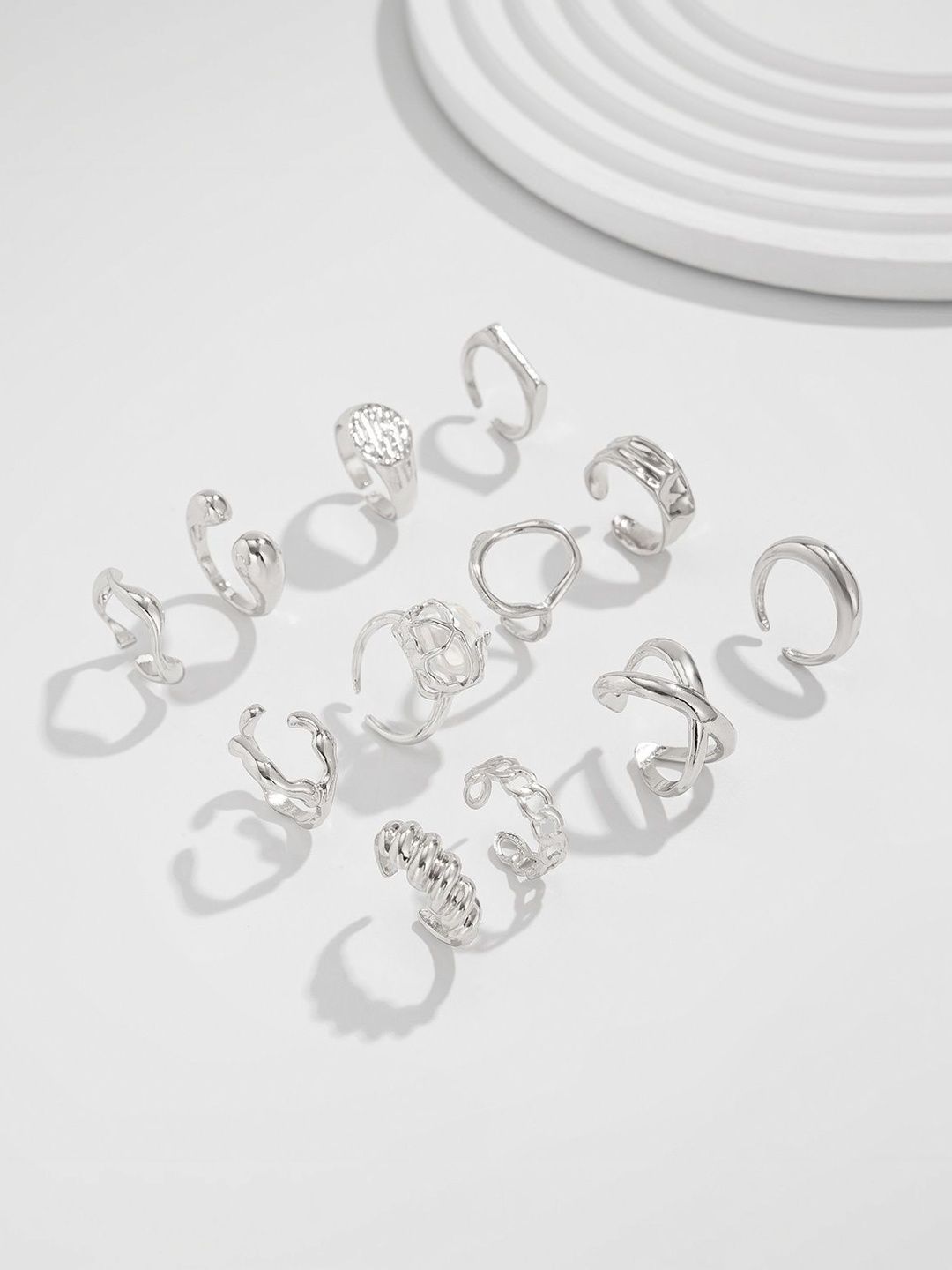 Set Of 12 Silver-Plated Finger Ring