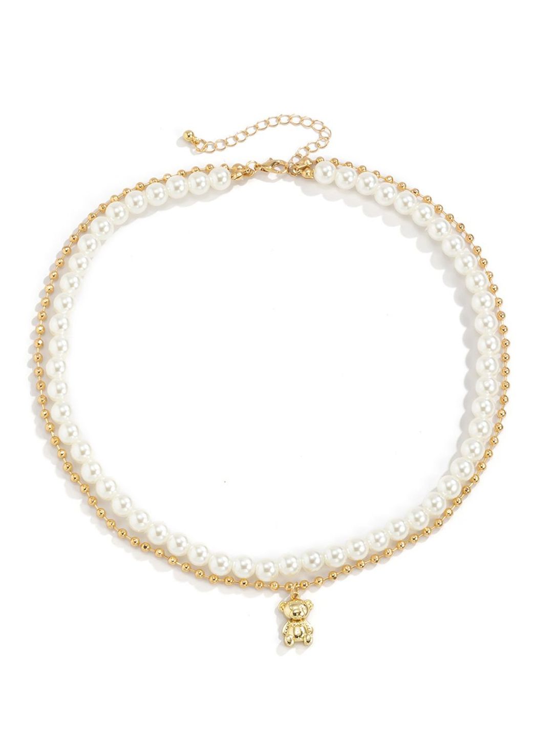 Gold-Plated Artificial Stone Baeded MInimal Necklace