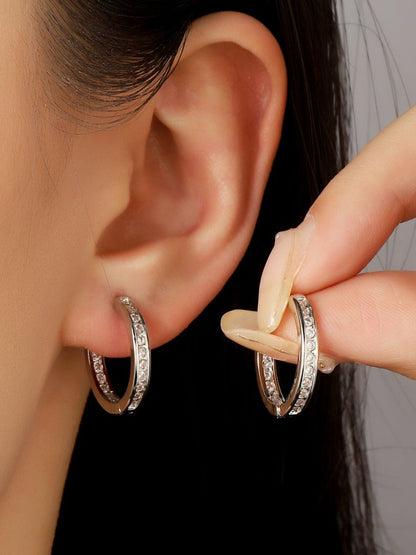 SALTY Odessa Contemporary Artificial Stones Studded Hoop Earrings