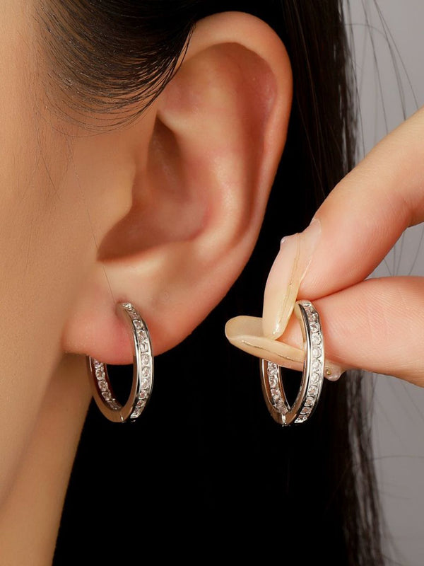 SALTY Odessa Contemporary Artificial Stones Studded Hoop Earrings